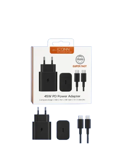 Karikues PD 45W + 2m Kabllo USB-C & Port USB Type-C